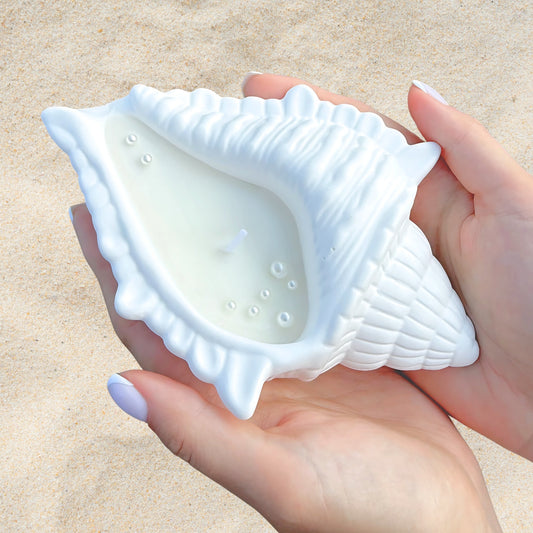 Sea Whisper Shell Candle – Premium Soy Wax, Handmade Coastal Decor, Ocean-Inspired Gift
