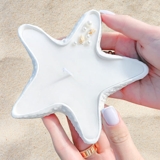 Starfish Shell Candle – Handmade Premium Soy Wax, Jesmonite Coastal Decor & Ocean-Inspired Gift